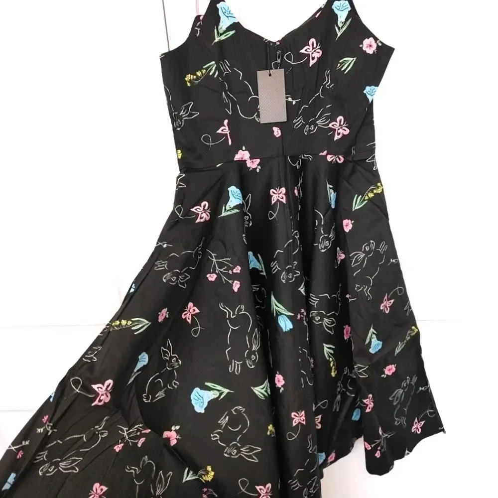 New Hell Bunny NWT cotton Black Floral Bunnies - Picture 8 of 9